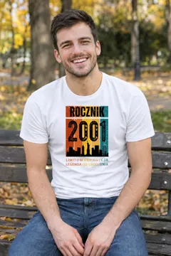 Koszulka męska biała Rocznik 2001 Legenda od urodzenia prezent na urodziny