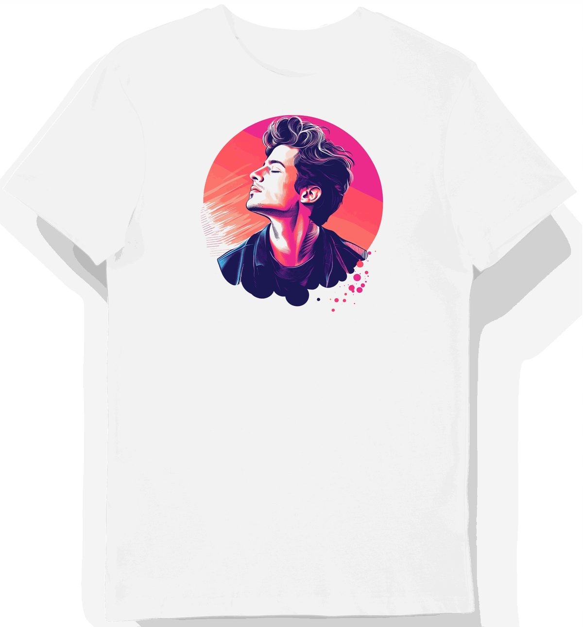 Koszulka męska biała z grafikiem Charlie Puth, zdjęcie 1