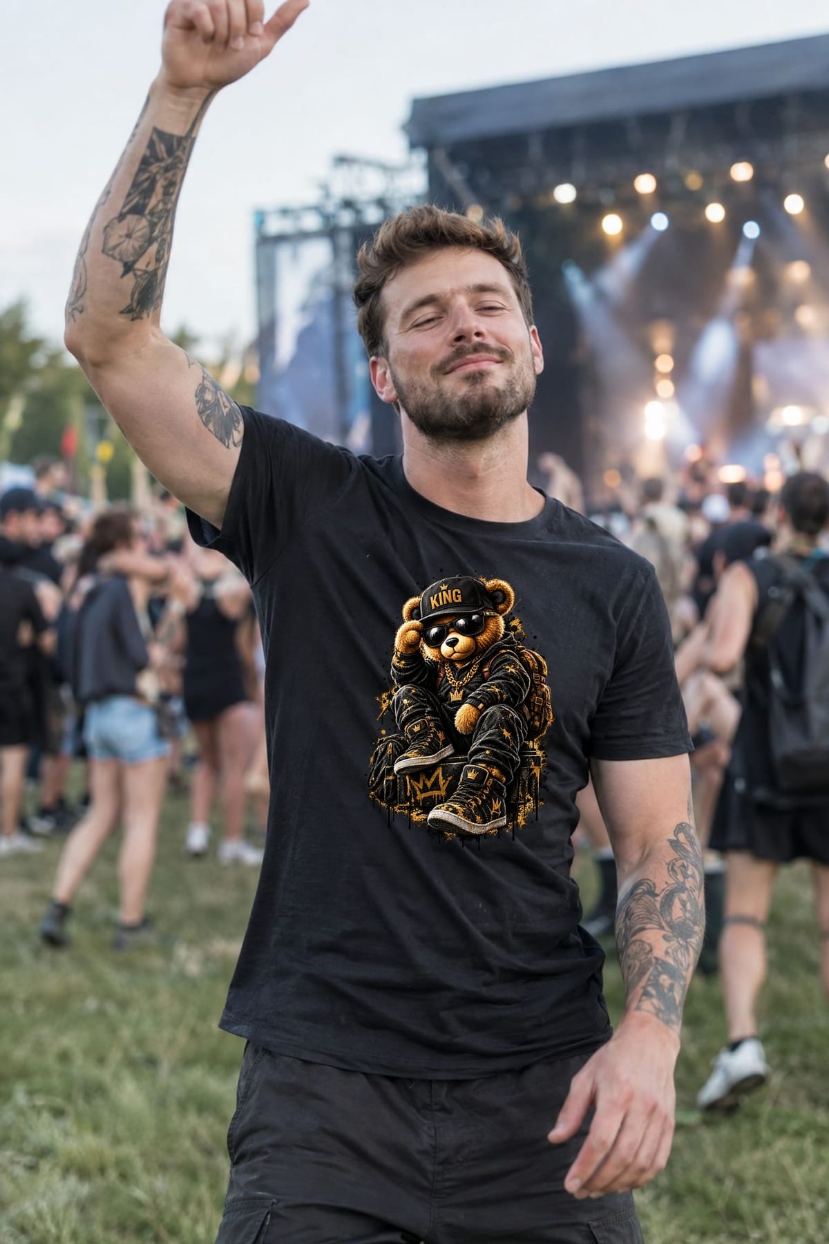 Koszulka męska czarna z misiem king śmieszna z napisem prezent, zdjęcie 8