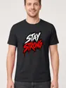 Koszulka męska czarna z napisem stay strong dla niego siłacz prezent, zdjęcie 1