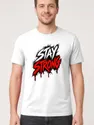 Koszulka męska biała z napisem stay strong dla niego siłacz prezent, zdjęcie 1