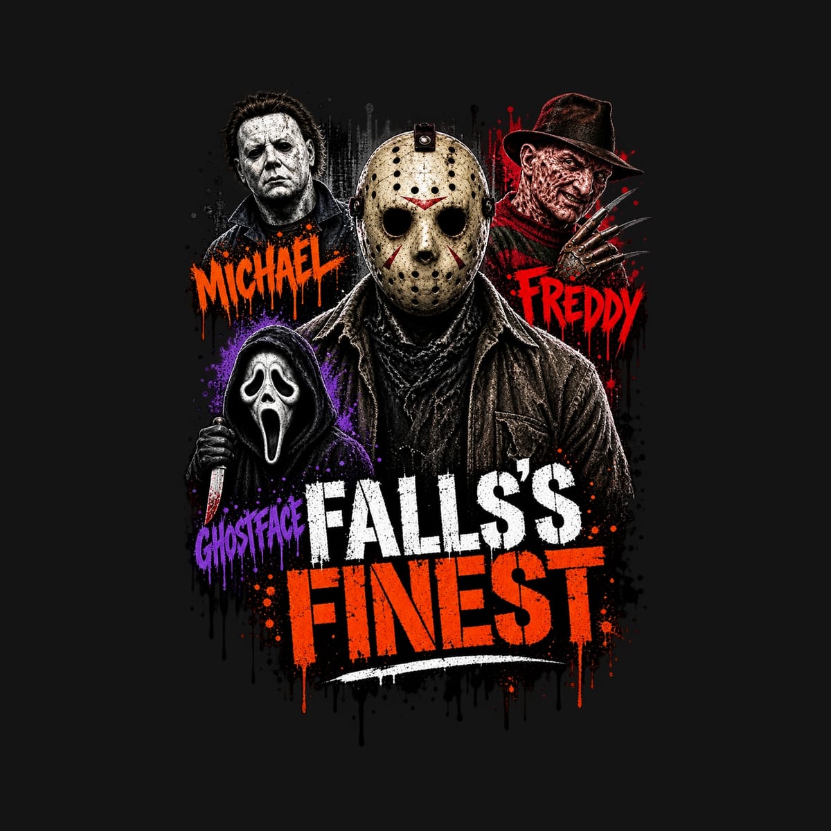 Koszulka męska czarna Halloween horror mordercy slasher, zdjęcie 2