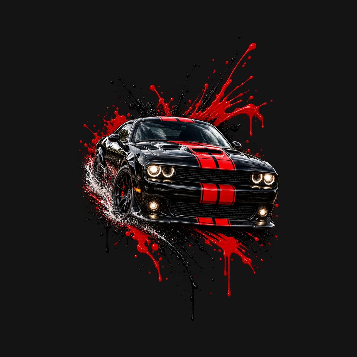 Koszulka męska czarna z muscle car dla kierowcy motoryzacyjna prezent, zdjęcie 2