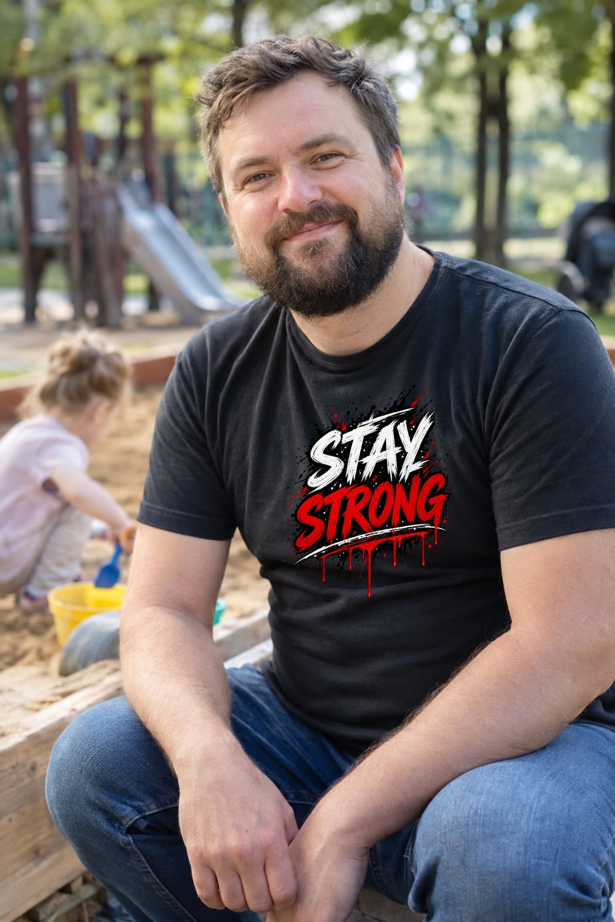 Koszulka męska czarna z napisem stay strong motywacyjna siłacz, zdjęcie 6