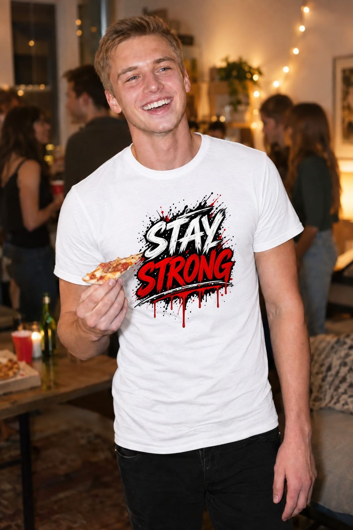 Koszulka męska biała z napisem stay strong motywacyjna siłacz, zdjęcie 5