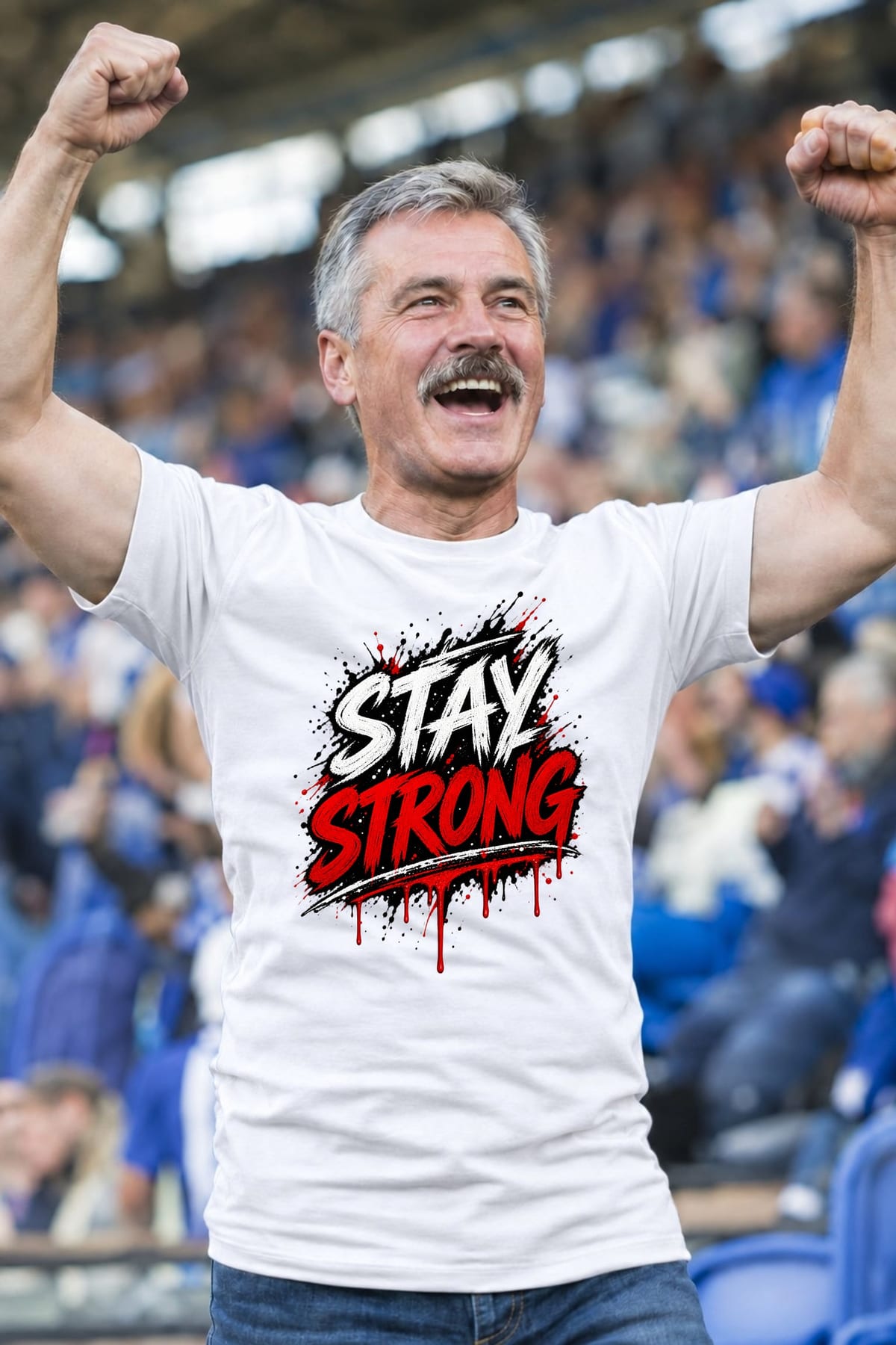 Koszulka męska biała z napisem stay strong motywacyjna siłacz, zdjęcie 7