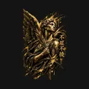 Koszulka męska czarna z aniołem posągiem skrzydła mitologia prezent, zdjęcie 2