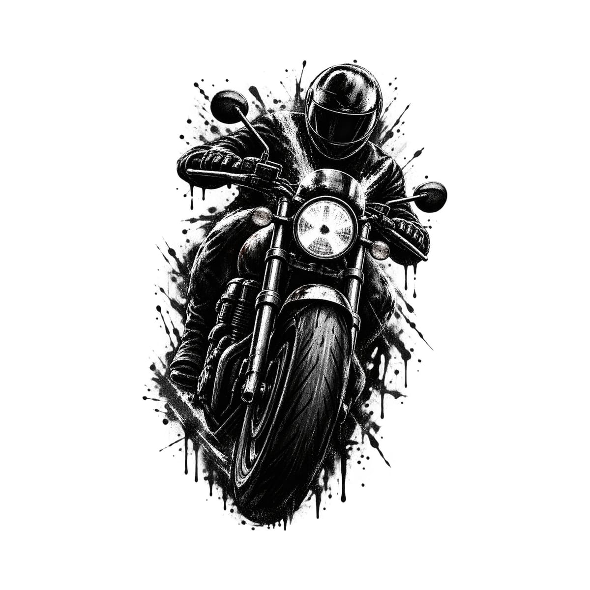 Koszulka męska biała z motocyklistą dla motocyklisty cafe racer prezent, zdjęcie 2