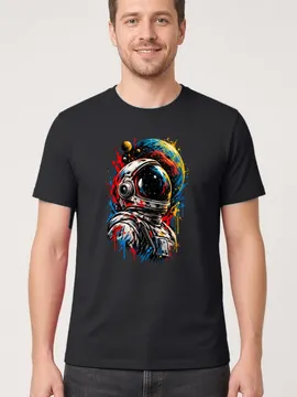 Koszulka męska czarna z astronautą dla niego kosmos planeta street art