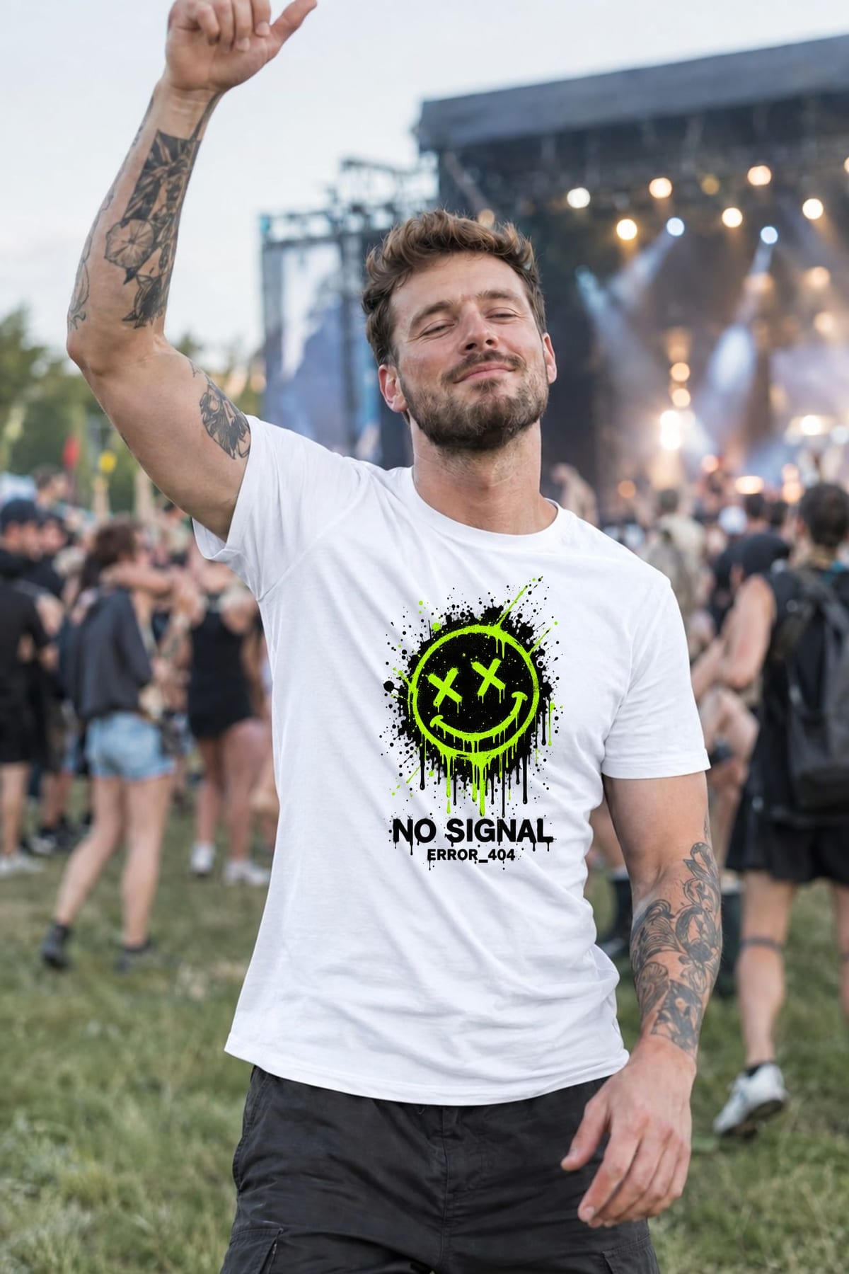 Koszulka męska biała śmieszna buźka graffiti no signal meme prezent, zdjęcie 8