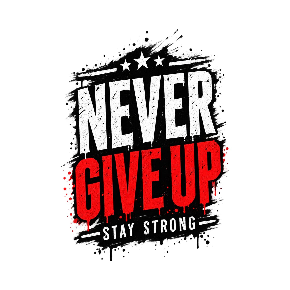 Koszulka męska biała z napisem never give up motywacyjna prezent, zdjęcie 2