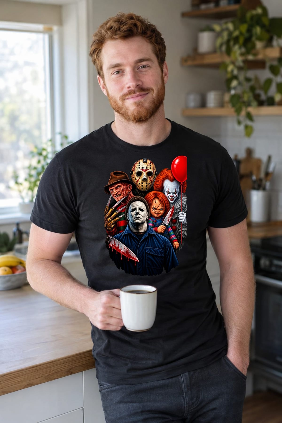 Koszulka męska czarna ikony horroru Freddy Chucky Jason Myers prezent, zdjęcie 5