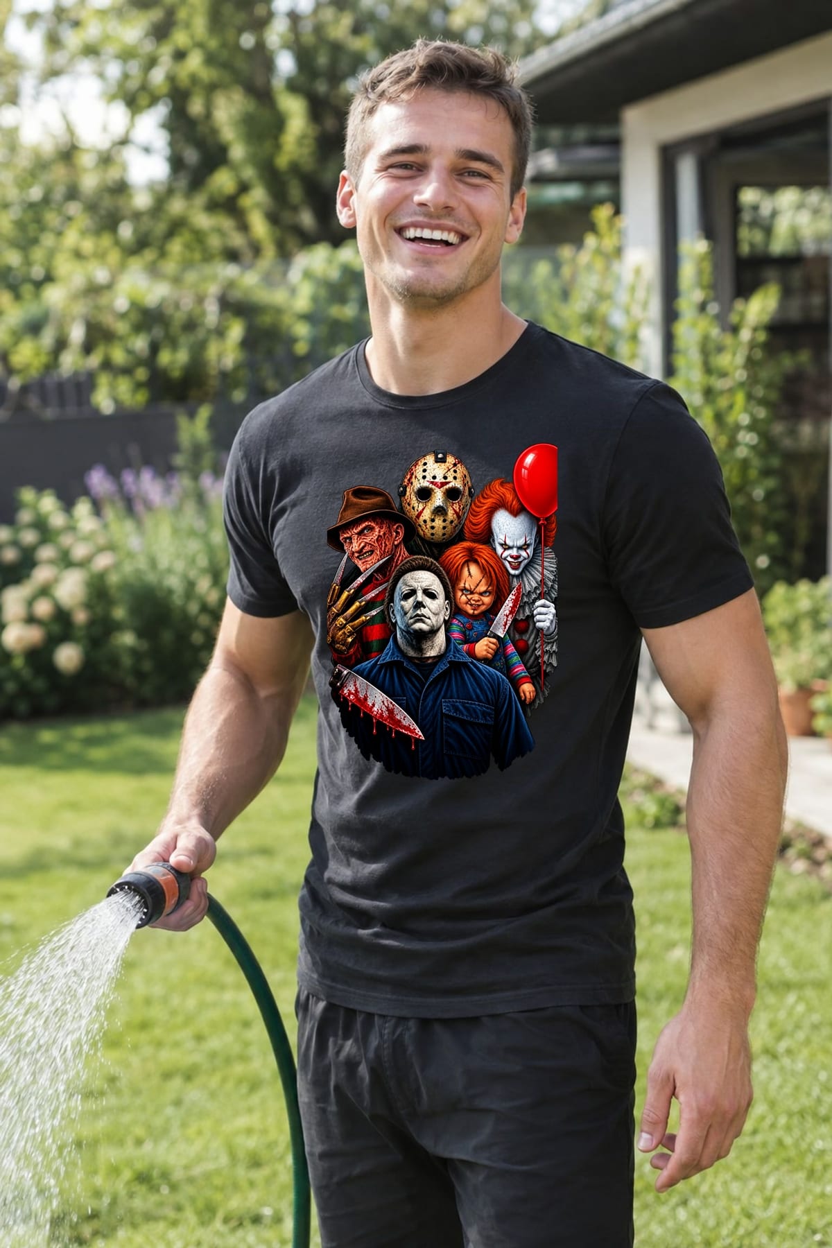 Koszulka męska czarna ikony horroru Freddy Chucky Jason Myers prezent, zdjęcie 6