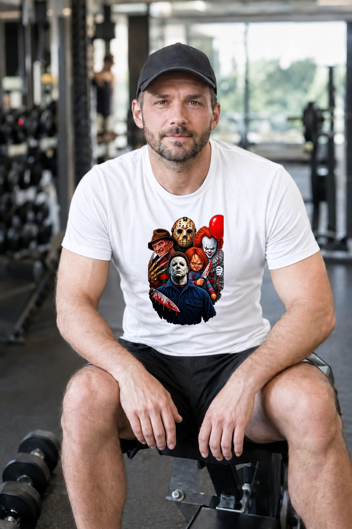 Koszulka męska biała ikony horroru Chucky Jason Myers Pennywise, zdjęcie 5