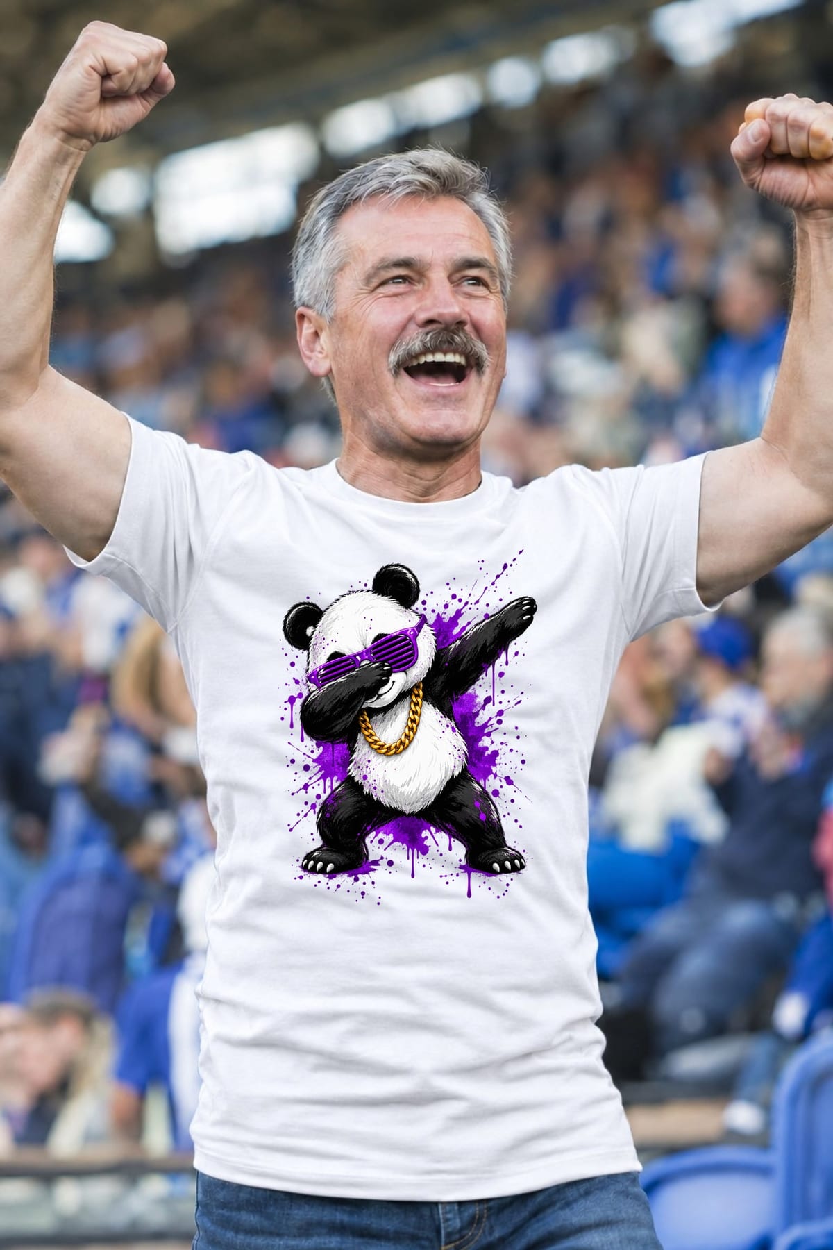 Koszulka męska biała z pandą dab okulary street art prezent, zdjęcie 4