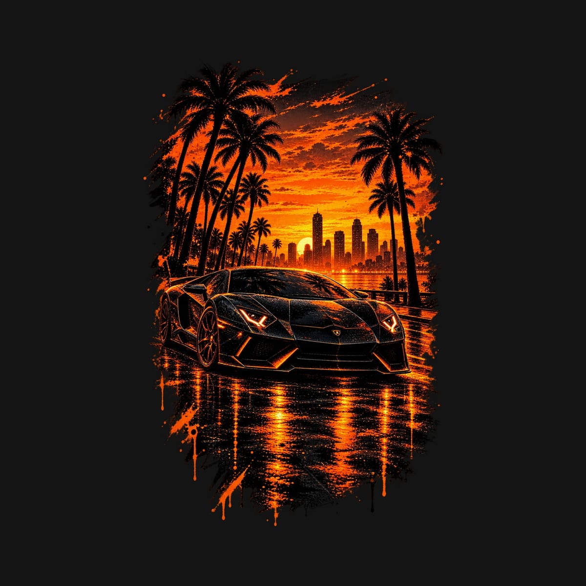 Koszulka męska czarna z Lamborghini motoryzacyjna dla kierowcy prezent, zdjęcie 2