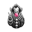 Koszulka męska biała Halloween Pennywise z gumą balonową prezent, zdjęcie 2