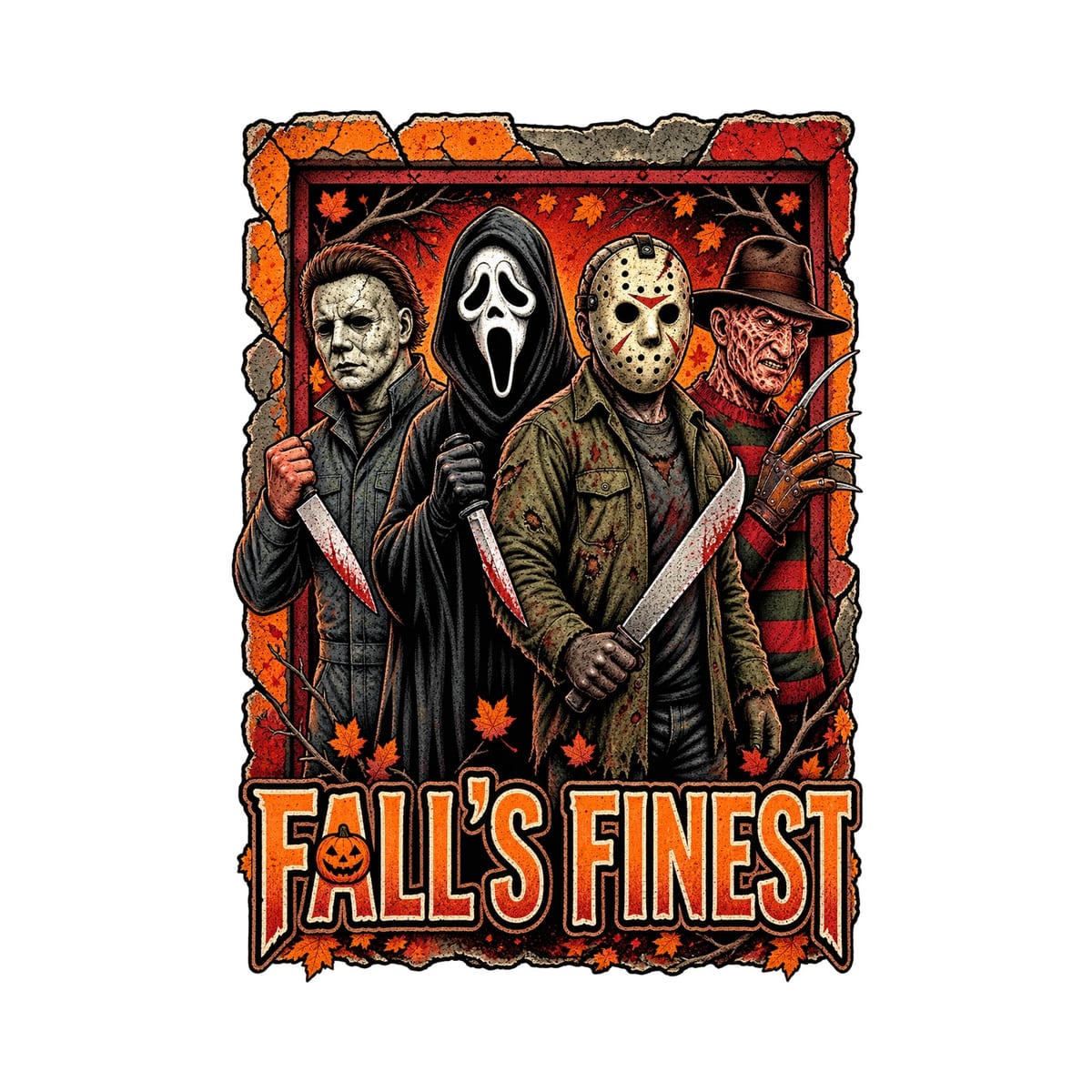Koszulka męska biała ikony horroru Jason Myers Freddy Ghostface, zdjęcie 2