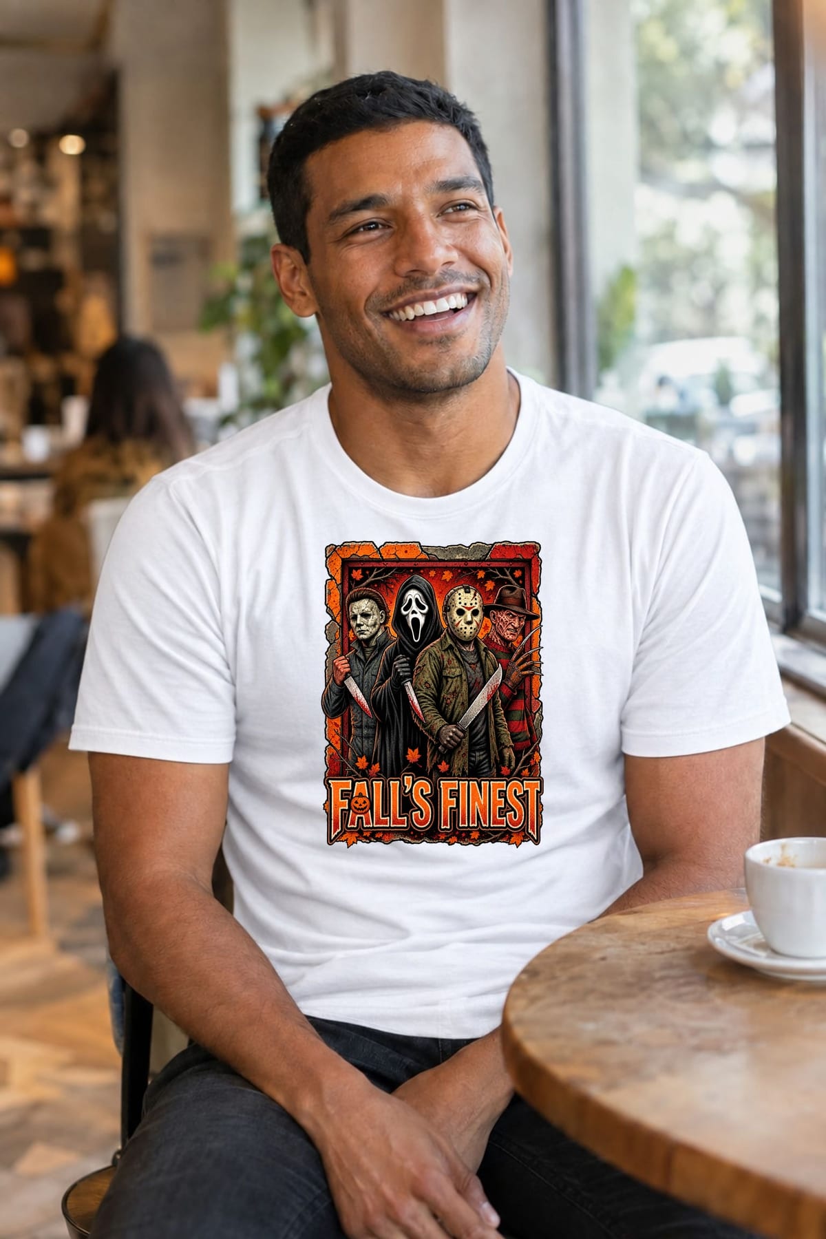Koszulka męska biała ikony horroru Jason Myers Freddy Ghostface, zdjęcie 3