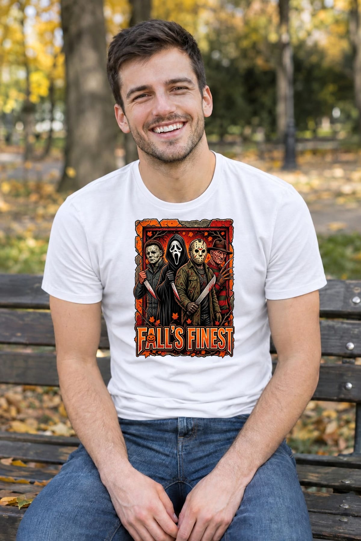 Koszulka męska biała ikony horroru Jason Myers Freddy Ghostface, zdjęcie 4