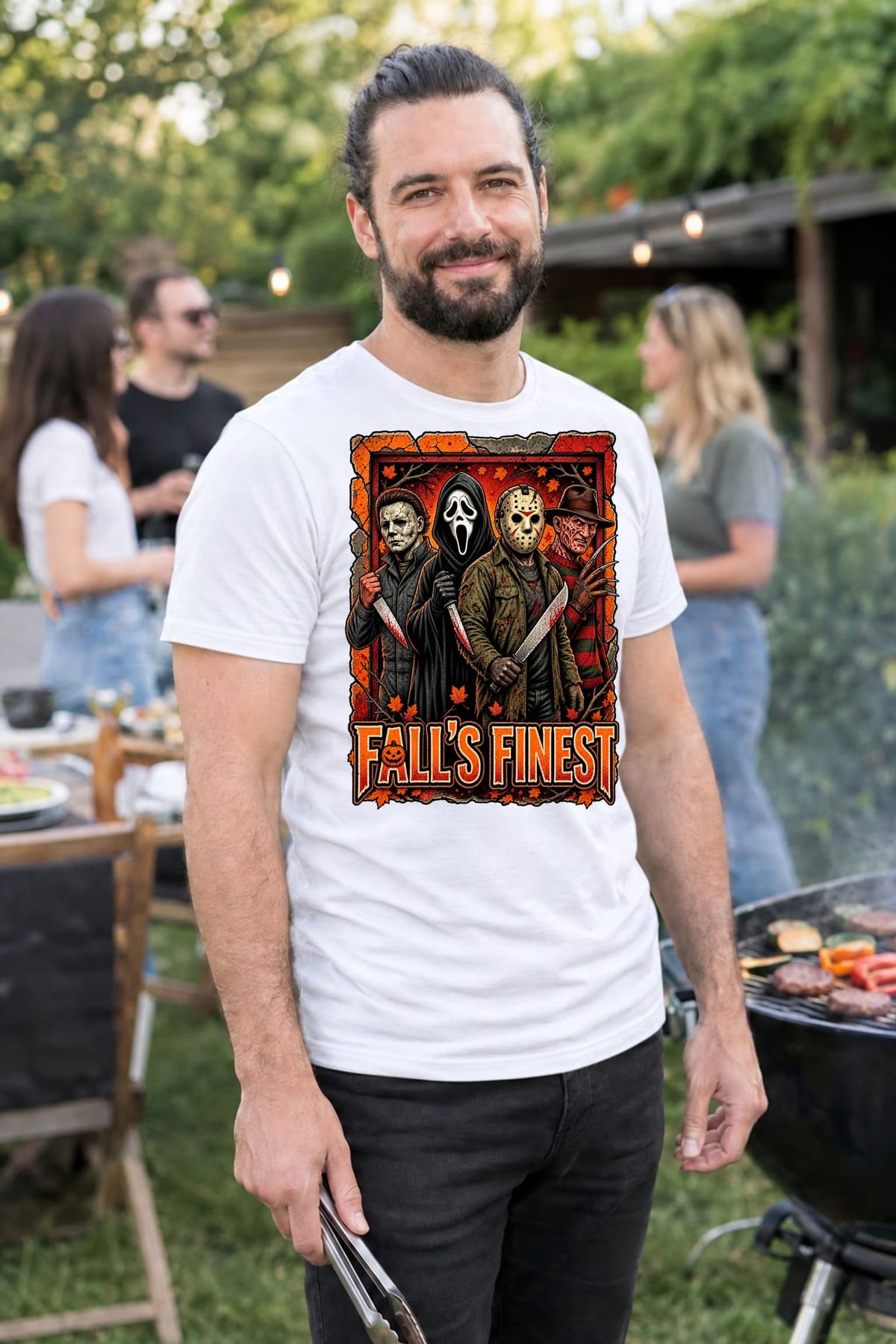 Koszulka męska biała ikony horroru Jason Myers Freddy Ghostface, zdjęcie 5