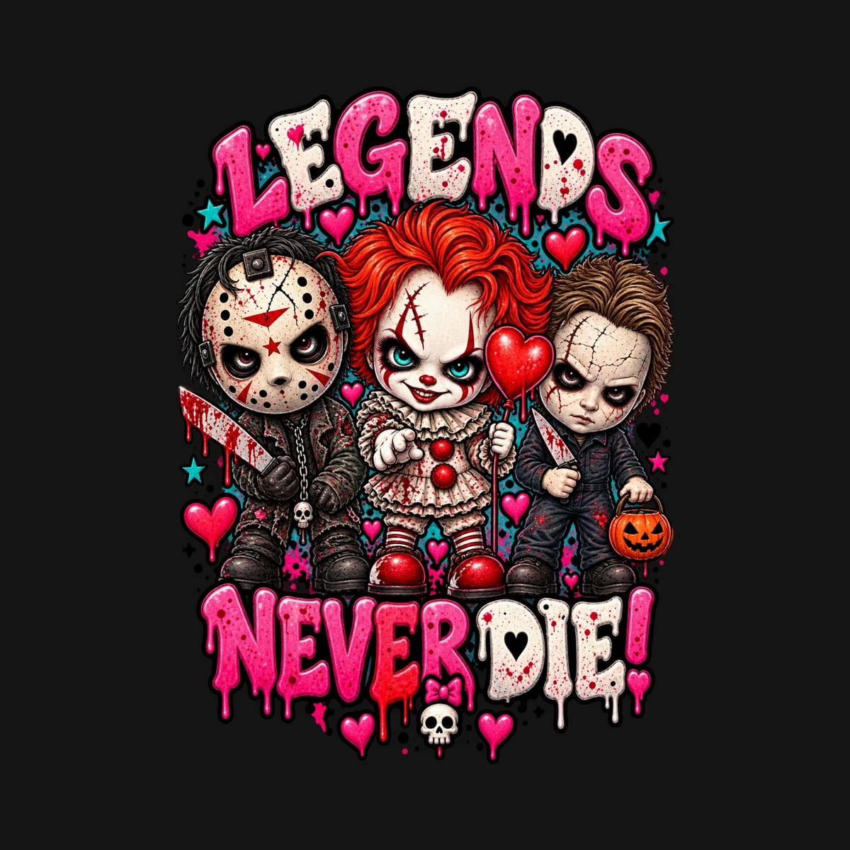 Koszulka męska czarna Halloween trio zabójców z horrorów prezent, zdjęcie 2