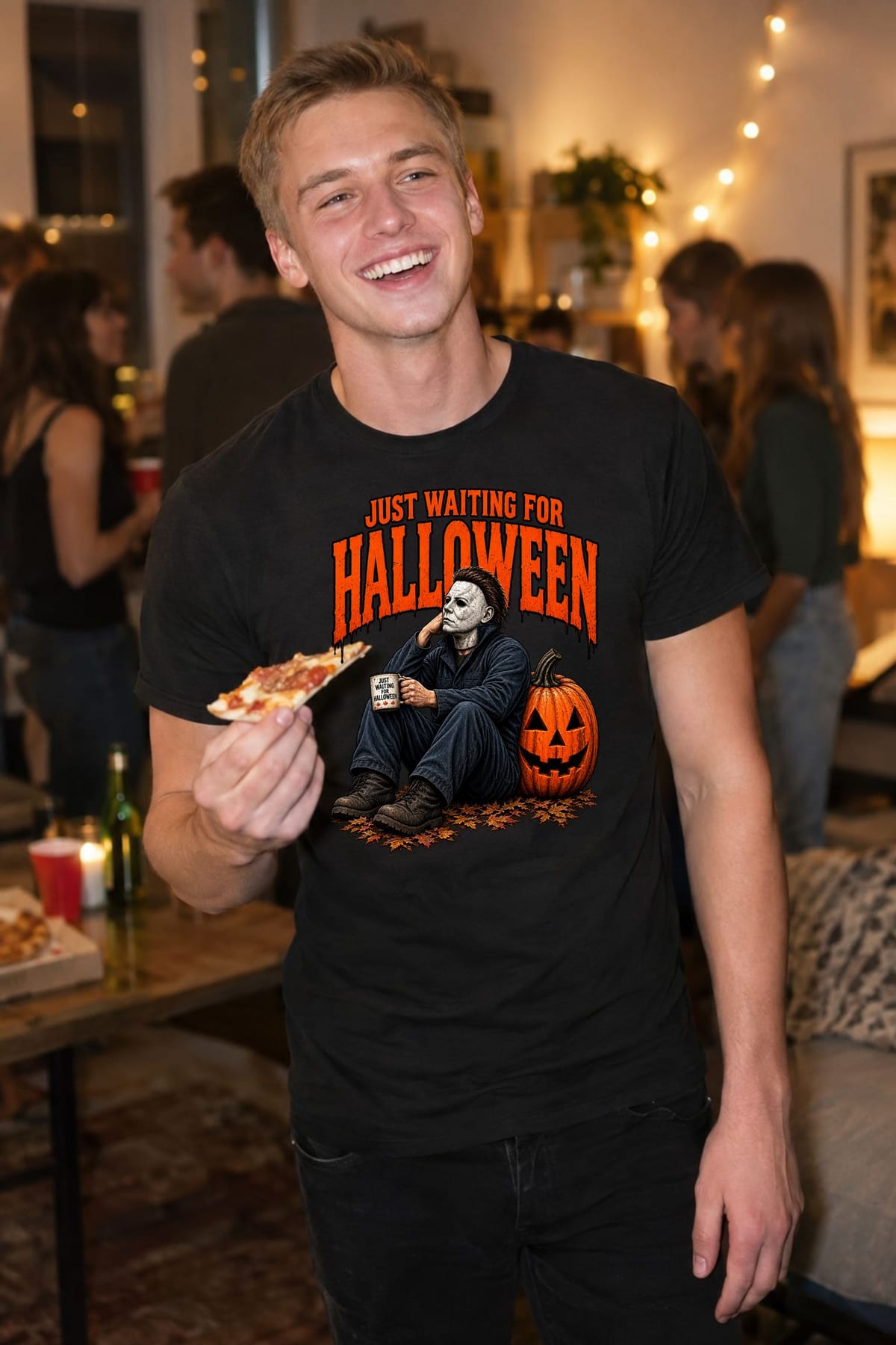 Koszulka męska czarna Halloween z mordercą w masce straszna prezent, zdjęcie 7