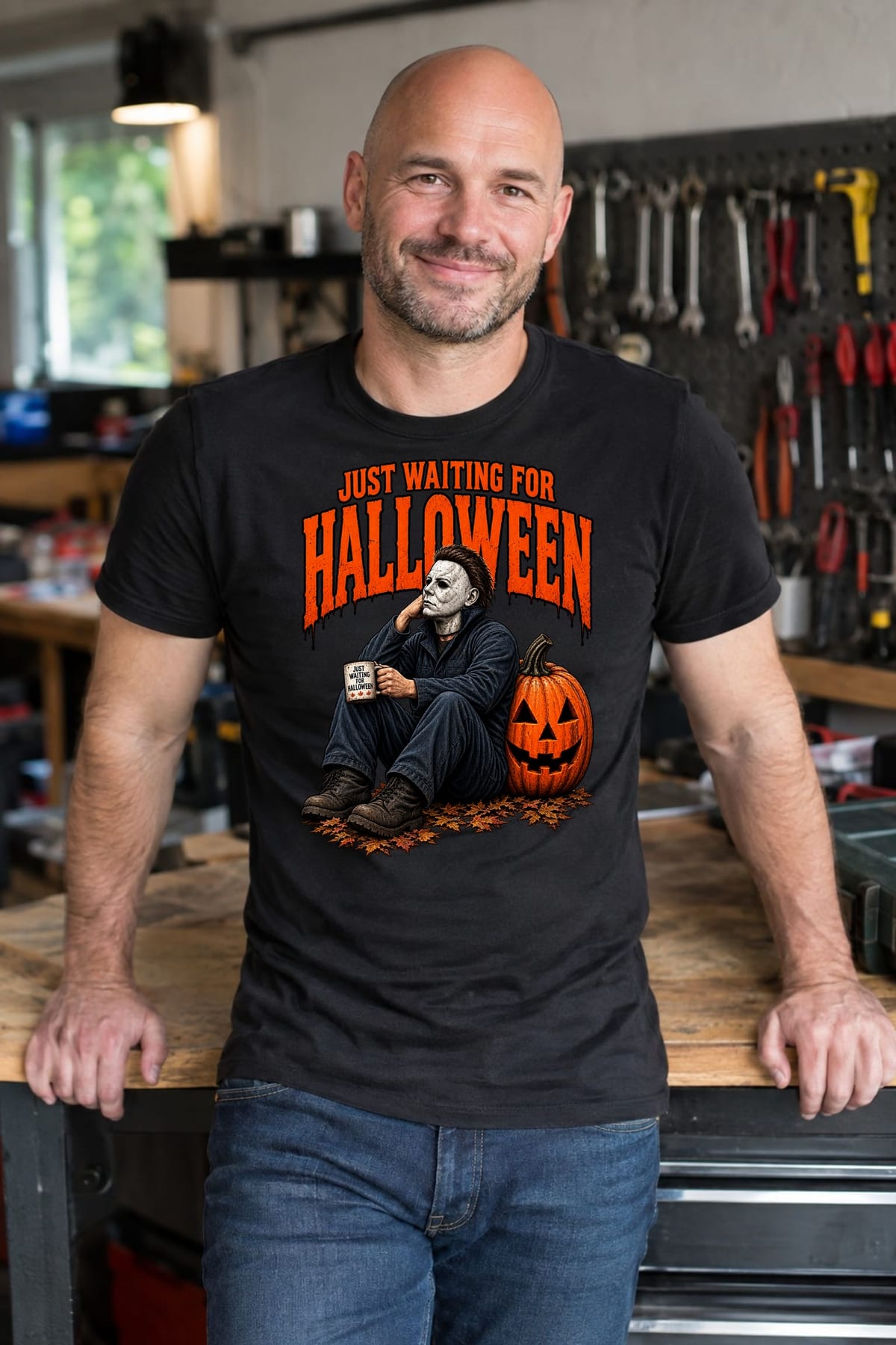 Koszulka męska czarna Halloween z mordercą w masce straszna prezent, zdjęcie 8