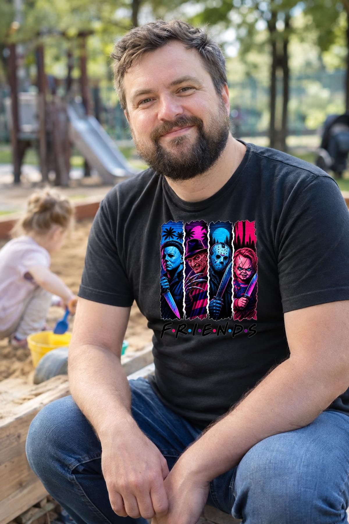 Koszulka męska czarna ikony horroru Friends Myers Krueger Jason prezent, zdjęcie 7