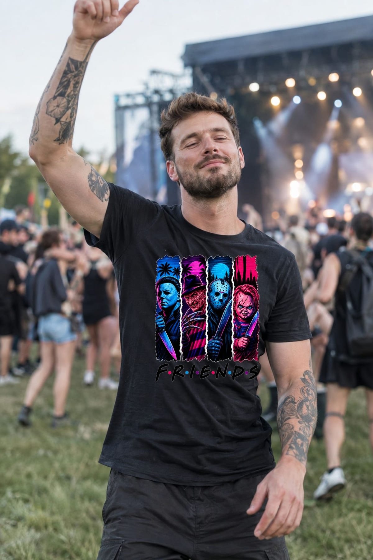 Koszulka męska czarna ikony horroru Friends Myers Krueger Jason prezent, zdjęcie 8