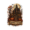 Koszulka męska biała nawiedzony dom dynie Halloween prezent, zdjęcie 2