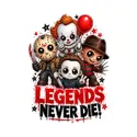 Koszulka męska biała Halloween chibi ikony horroru śmieszna prezent, zdjęcie 2