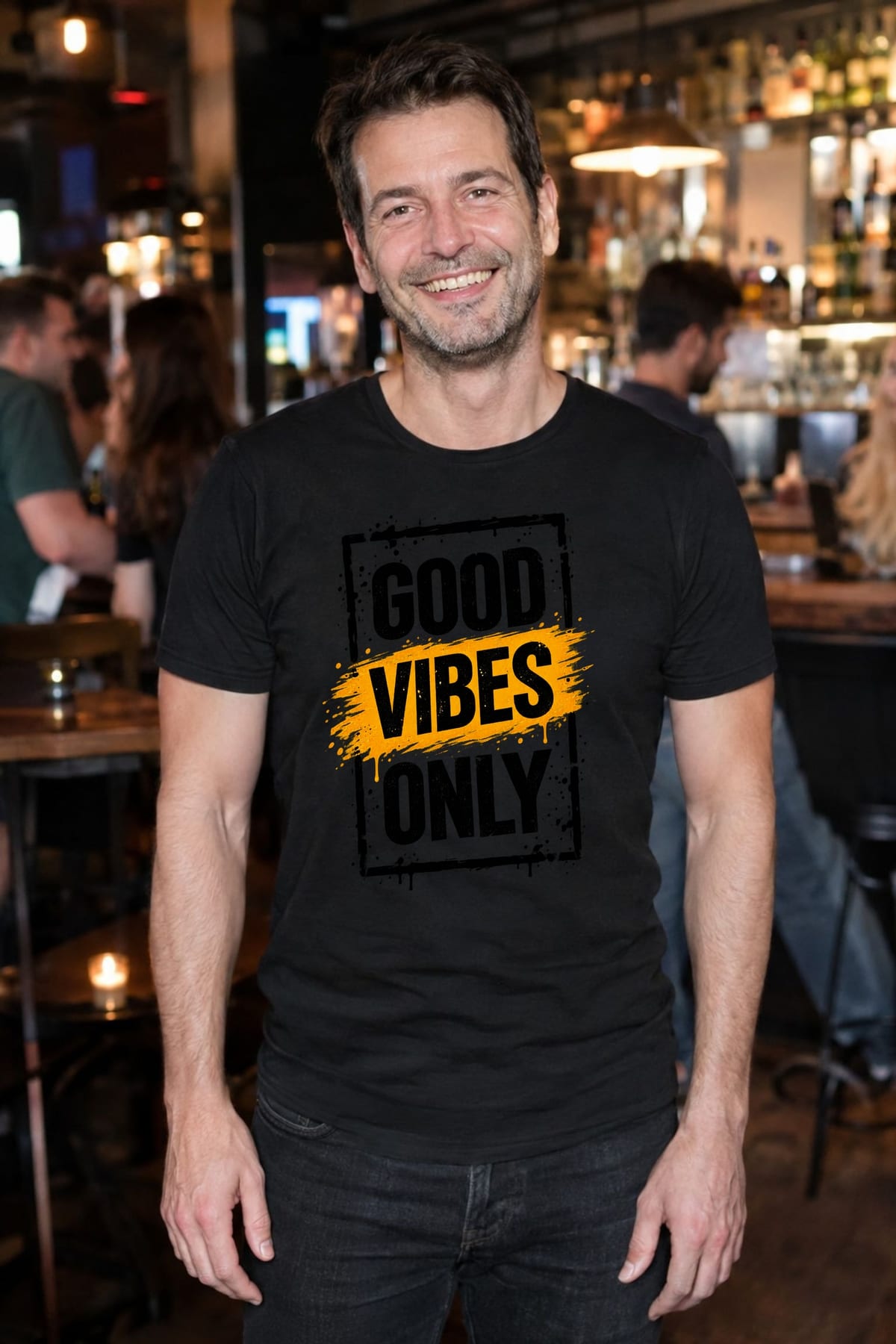 Koszulka męska czarna z napisem Good Vibes Only pozytywna prezent, zdjęcie 8