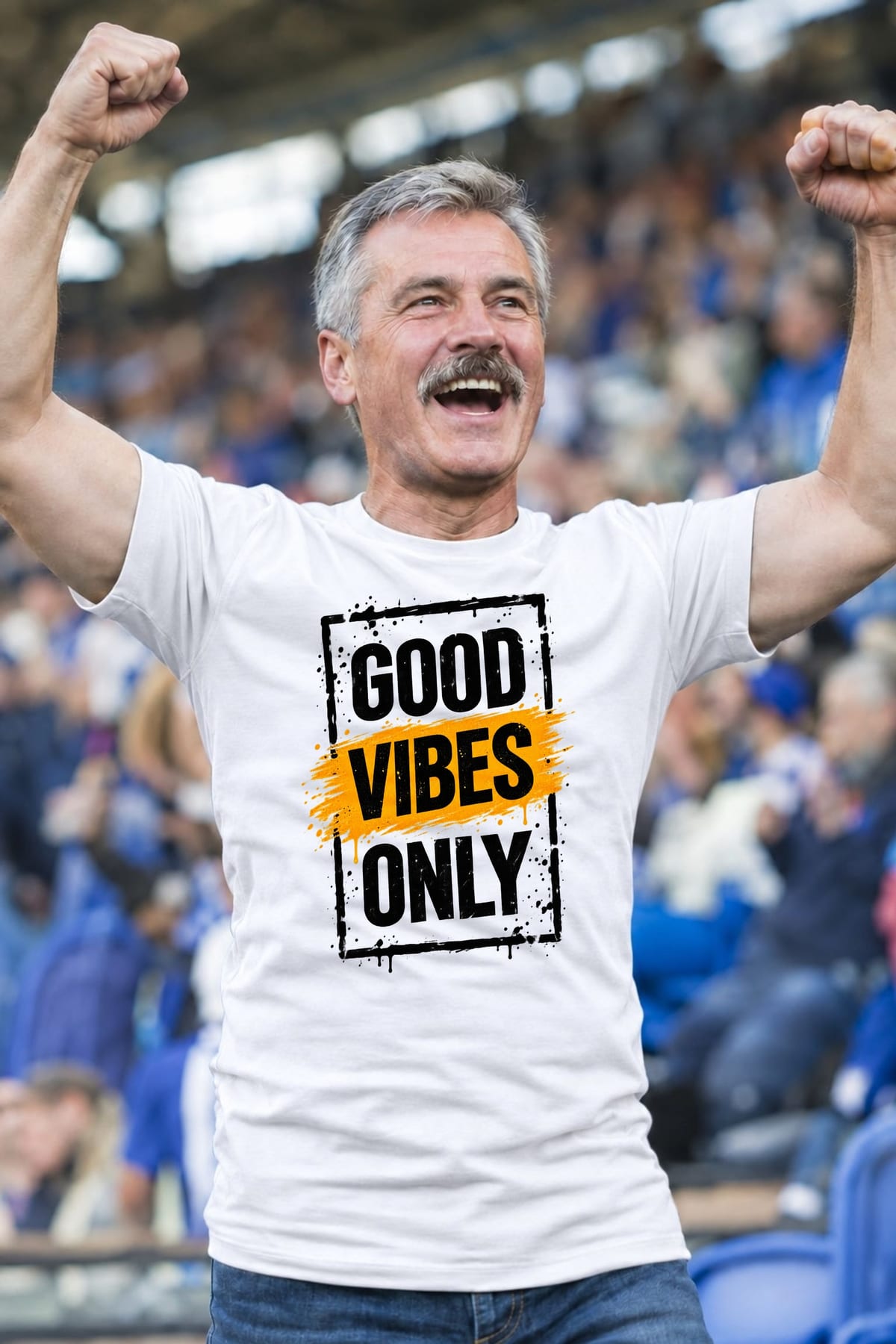Koszulka męska biała z napisem Good Vibes Only pozytywna prezent, zdjęcie 3
