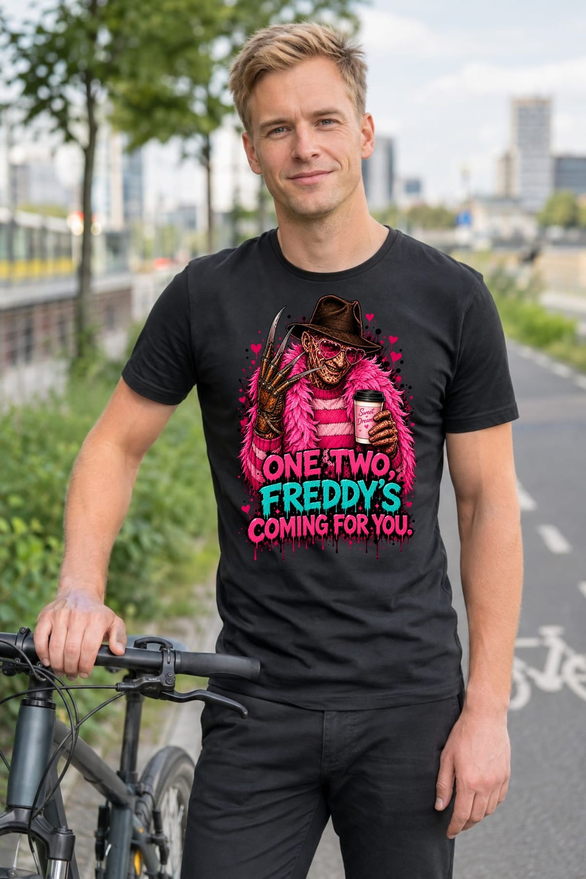 Koszulka męska czarna Halloween Freddy Krueger parodia śmieszna prezent, zdjęcie 3