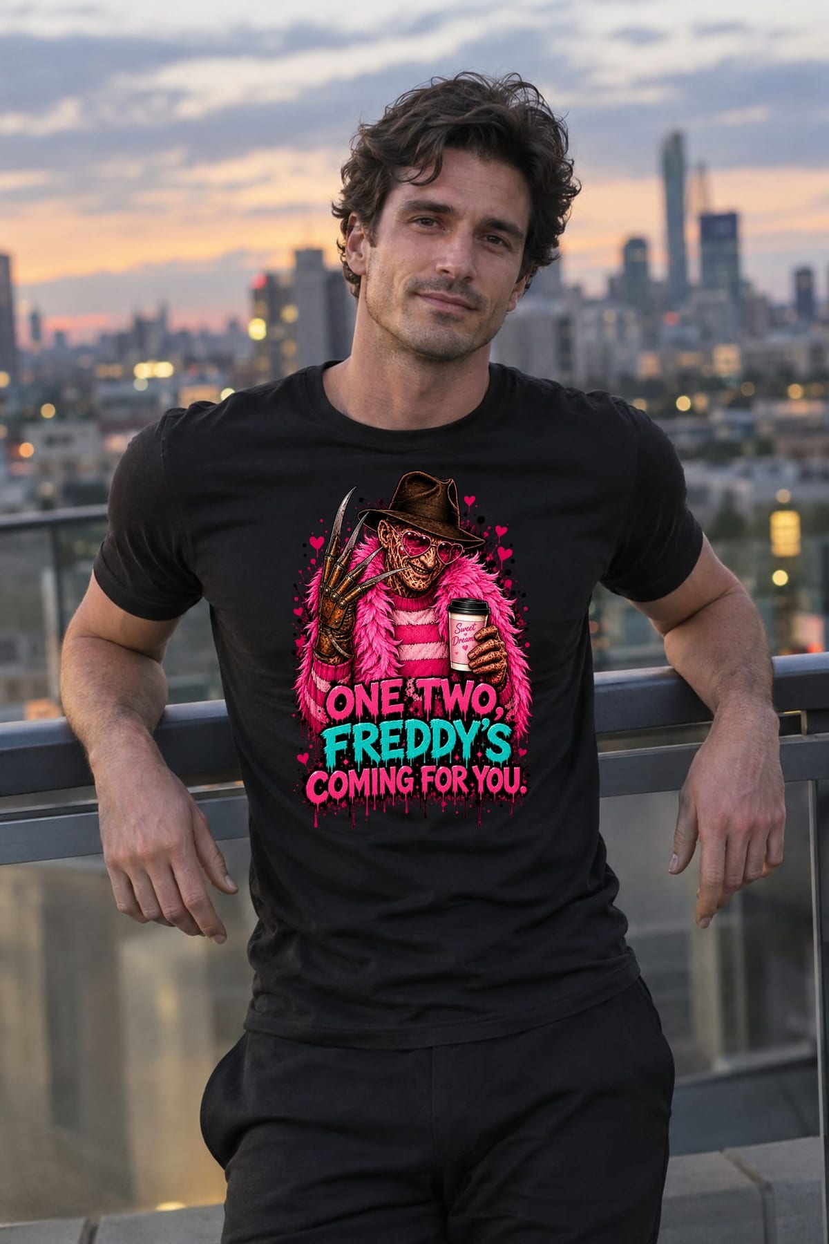 Koszulka męska czarna Halloween Freddy Krueger parodia śmieszna prezent, zdjęcie 6
