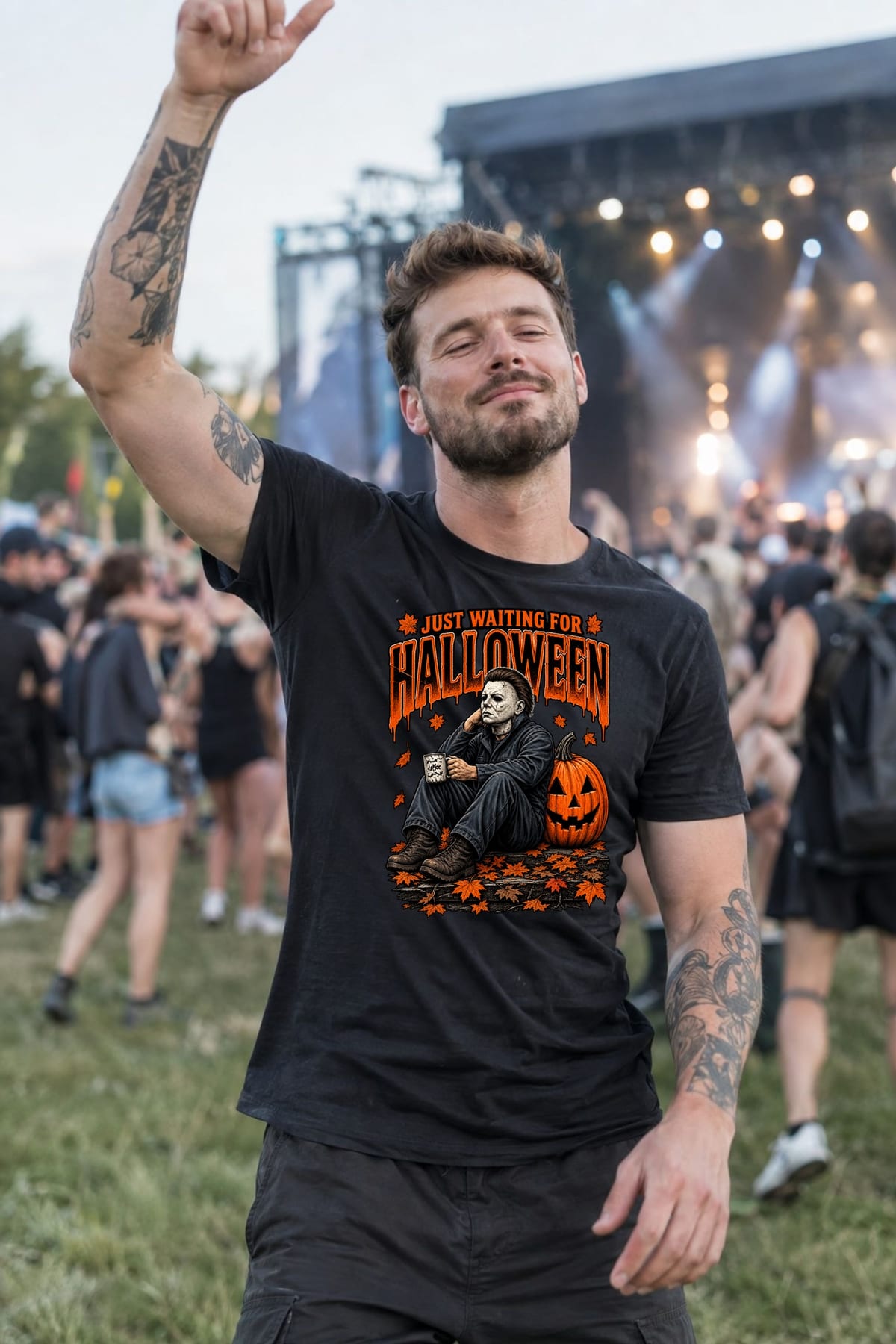 Koszulka męska czarna Halloween morderca z maską dynia prezent, zdjęcie 6