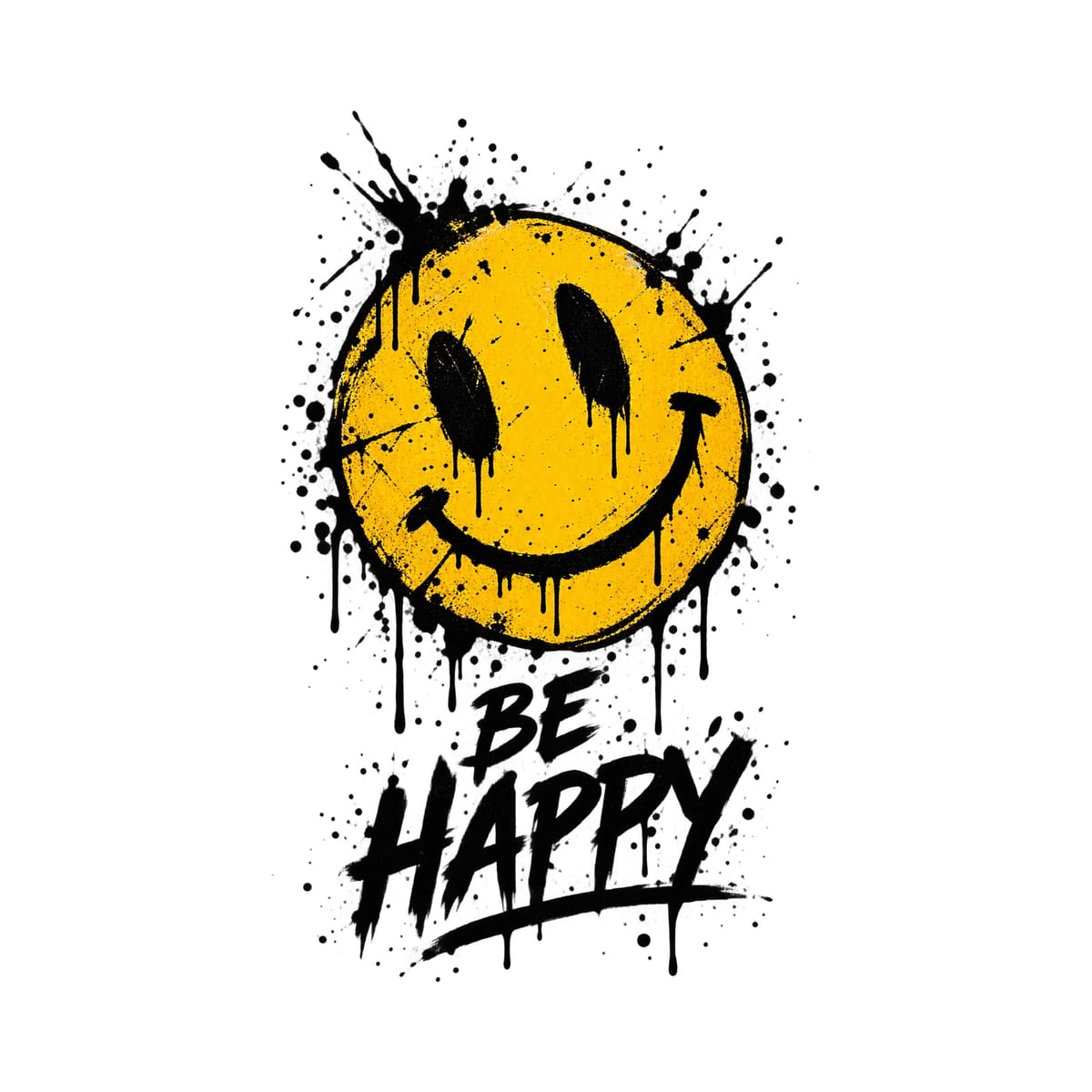 Koszulka męska biała z uśmiechniętą buźką be happy pozytywna, zdjęcie 2