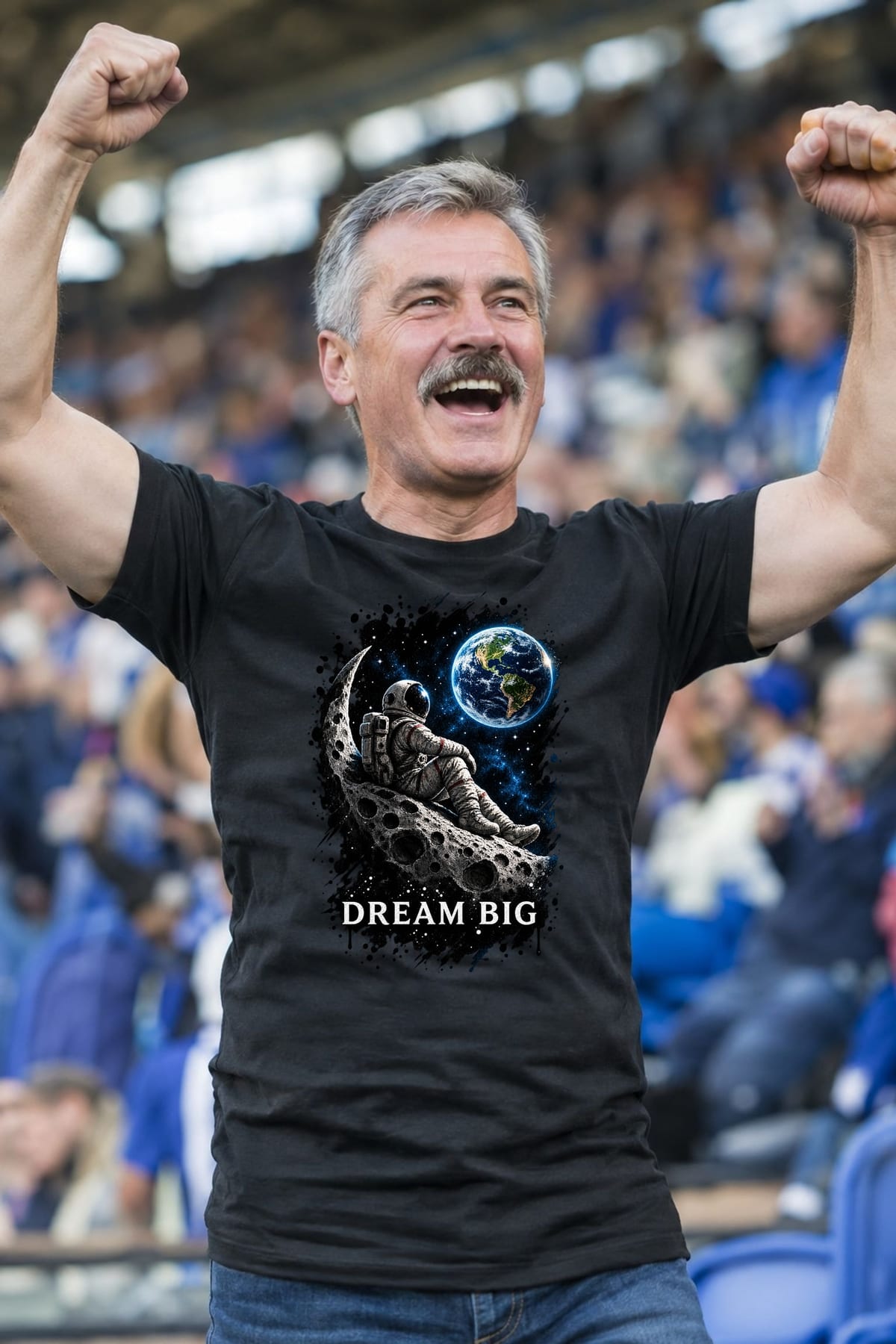 Koszulka męska czarna z astronautą dream big kosmos prezent, zdjęcie 7