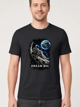 Koszulka męska czarna z astronautą dream big kosmos prezent