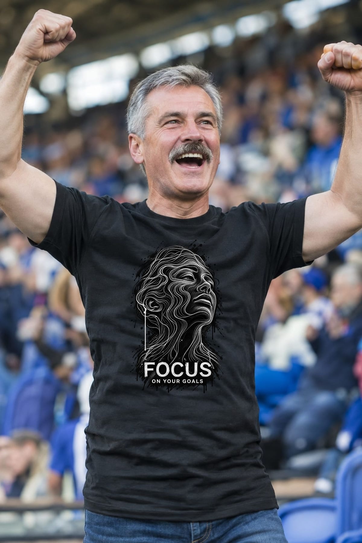 Koszulka męska czarna motywacyjna z napisem focus dla niego, zdjęcie 5