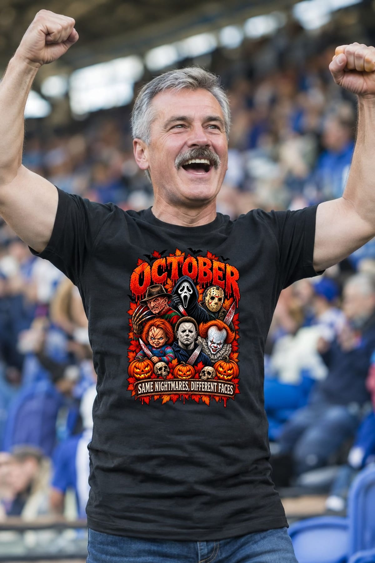 Koszulka męska czarna Halloween postacie z horrorów październik prezent, zdjęcie 4