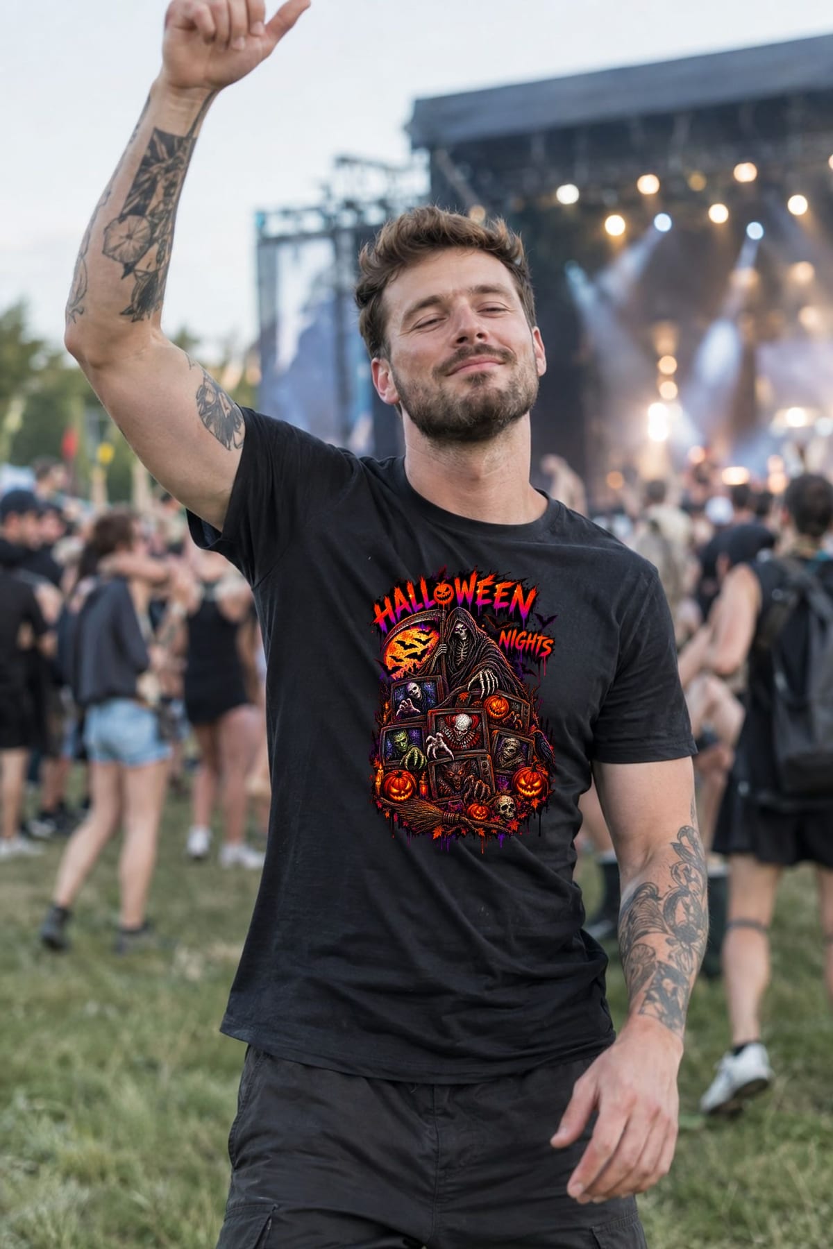 Koszulka męska czarna Halloween kosiarz śmierci potwory prezent, zdjęcie 5