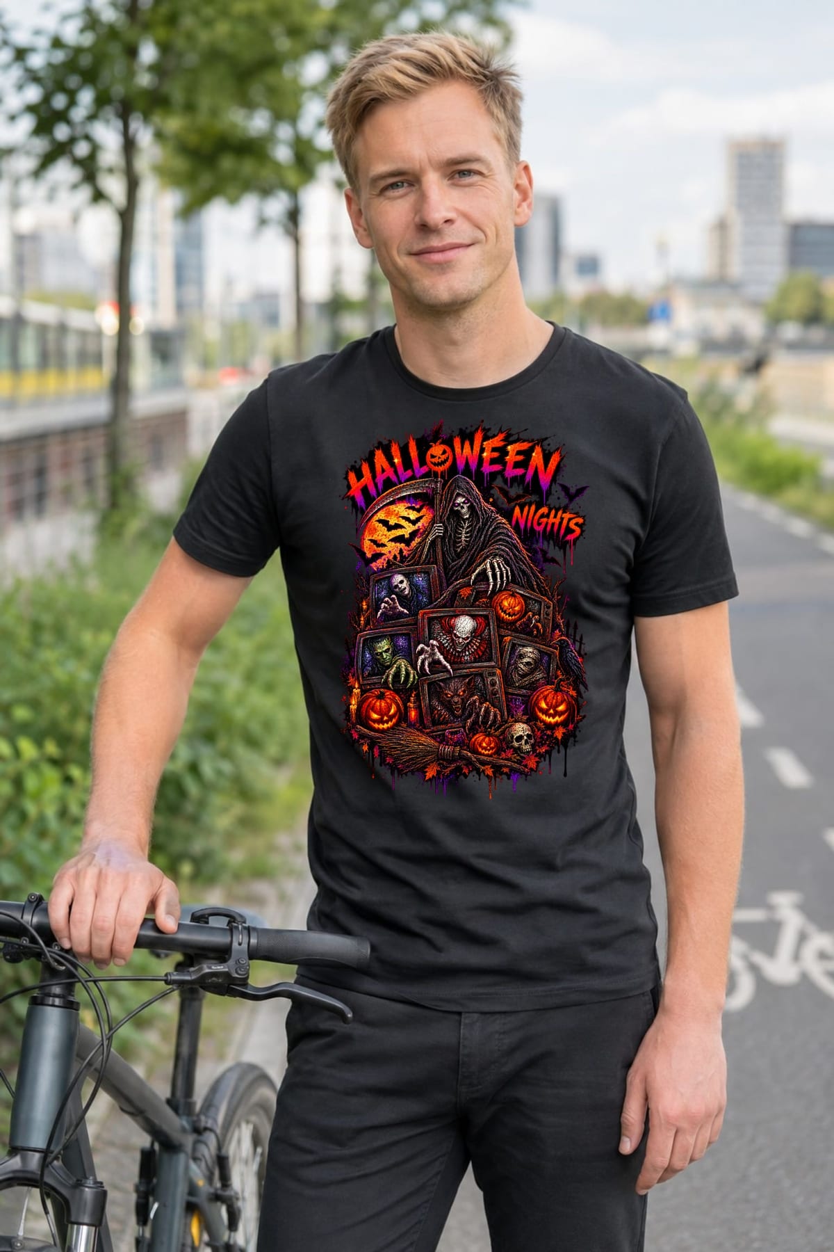 Koszulka męska czarna Halloween kosiarz śmierci potwory prezent, zdjęcie 6