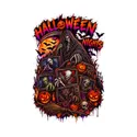 Koszulka męska biała Halloween kosiarz śmierci potwory prezent, zdjęcie 2