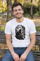 Koszulka męska biała z niedźwiedziem grizzly dzikie zwierzęta dla brata, zdjęcie 6