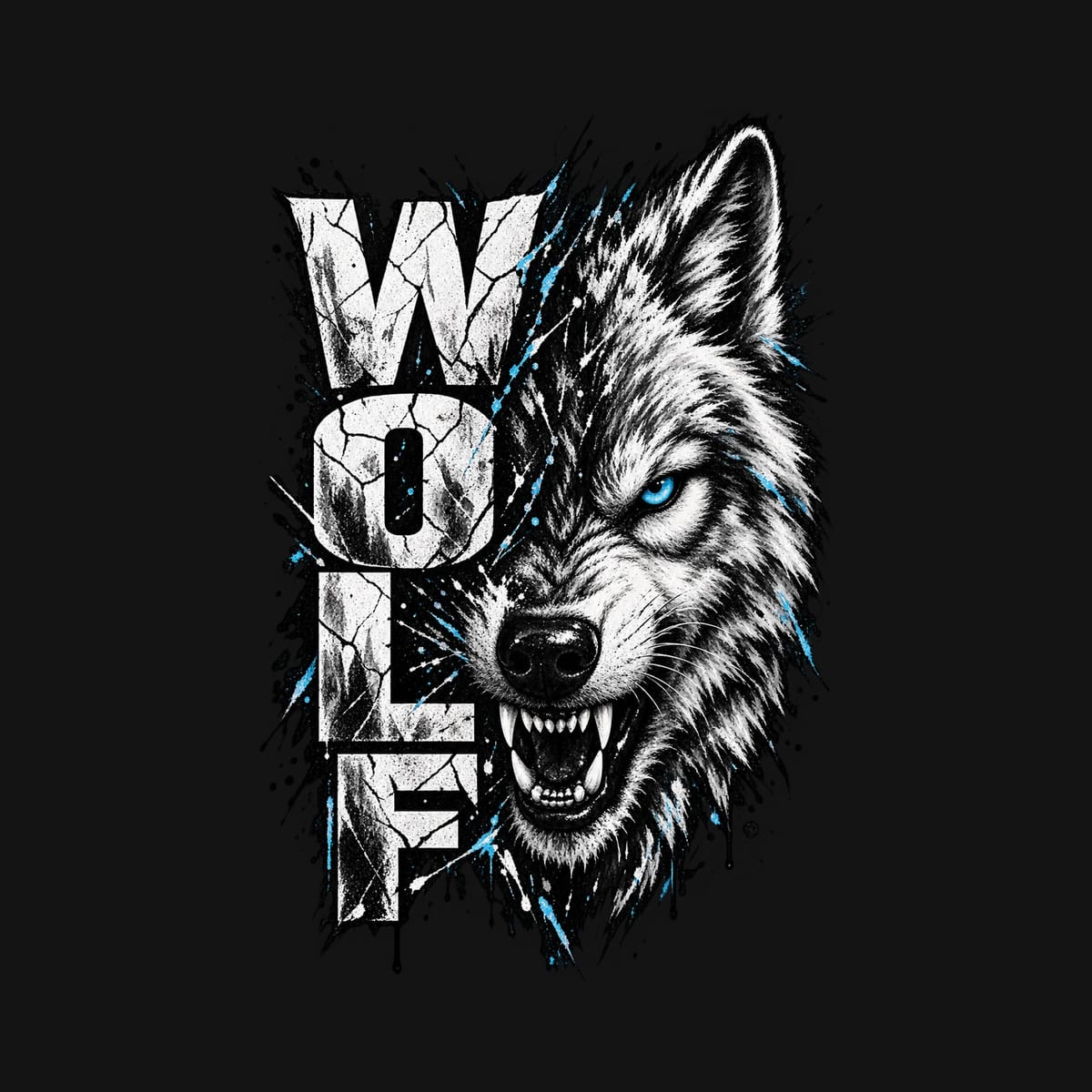 Koszulka męska czarna z wilkiem wolf mroczna drapieżnik prezent, zdjęcie 2
