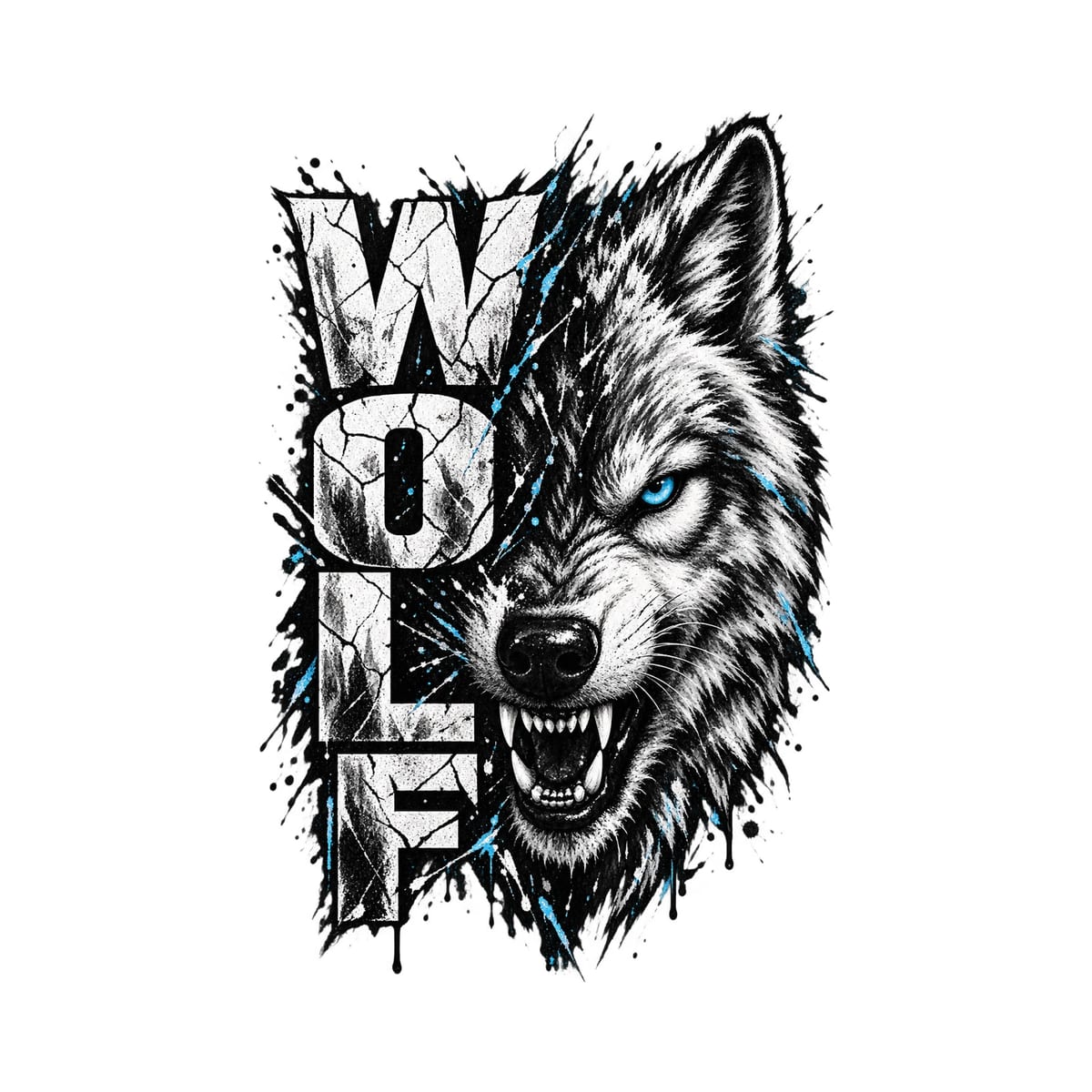 Koszulka męska biała z wilkiem wolf mroczna drapieżnik prezent, zdjęcie 2
