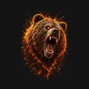 Koszulka męska czarna z niedźwiedziem grizzly ognisty nadruk, zdjęcie 2