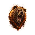 Koszulka męska biała z niedźwiedziem grizzly ognisty nadruk, zdjęcie 2